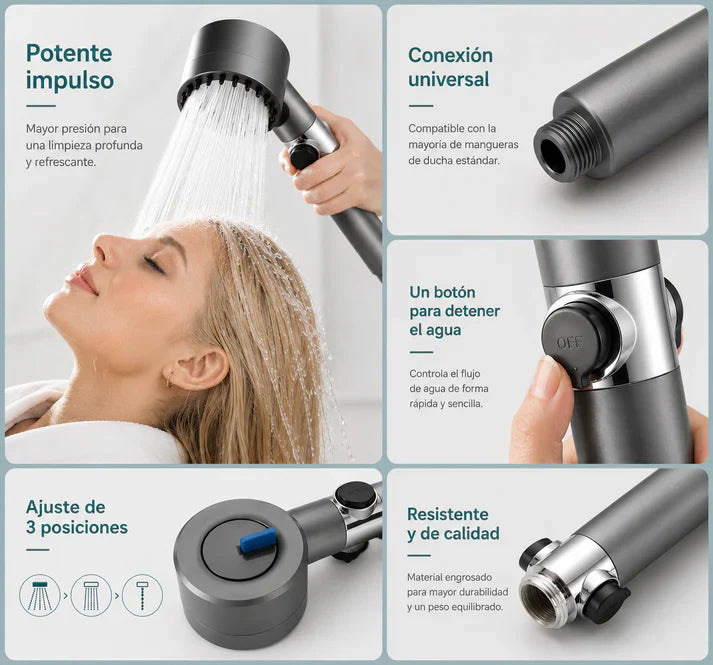 ShowerVit™ - Ducha Hidromasaje Cuidado Piel y Cabello (Instalación en 1 minuto)